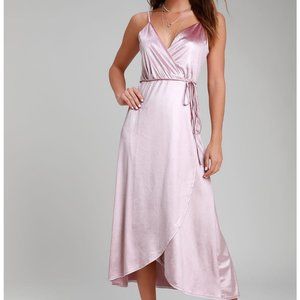Starlight Starbright Mauve Pink Velvet High-Low Wrap Dress